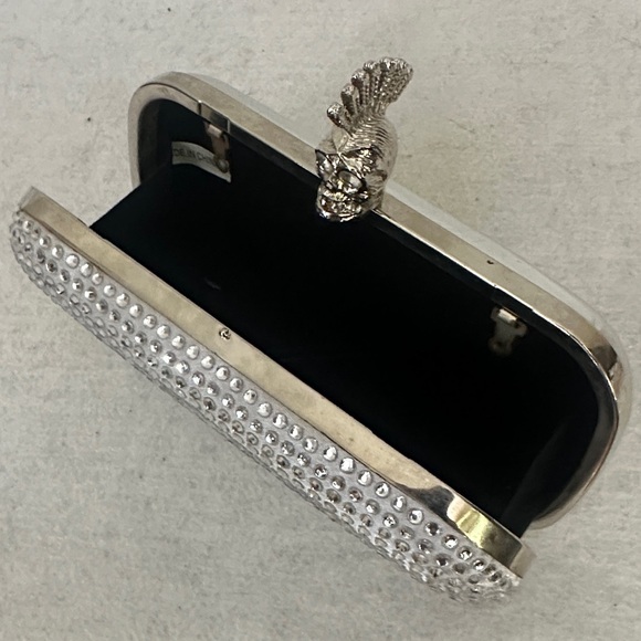 Glamorous Silver Studded Clutch with Skull Accent - Picture 2 of 4